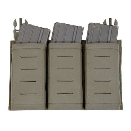 Warrior Laser Cut Detachable Front Panel Triple Snap Mag Pouch Ranger Green
