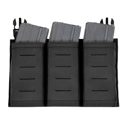 Warrior Laser Cut Detachable Front Panel Triple Snap Mag Pouch Black