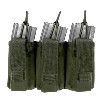 Warrior Triple Open 5.56mm Mag/Bungee Retention with 3 Pistol Mag Pouches Olive Drab