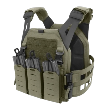 Warrior Laser Cut LPC V2 Low Profile Plate Carrier with Ladder Sides and 5.56 Triple Bungee Magazine Pouch