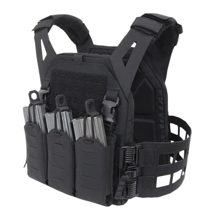 Warrior Laser Cut LPC V2 Low Profile Plate Carrier with Ladder Sides and 5.56 Triple Bungee Magazine Pouch