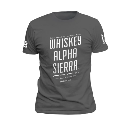 Whiskey Alpha Sierra T-Shirt Grey with White Print