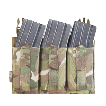 Warrior Laser Cut Detachable Front Panel, Triple Bungee, Low Profile Elastic 5.56 Mag Pouch MultiCam