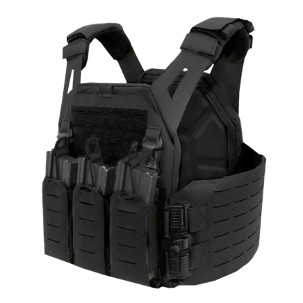 Warrior Laser Cut LPC V1 Low Profile Plate Carrier with Solid Sides and 5.56 Triple Bungee Magazine Pouch